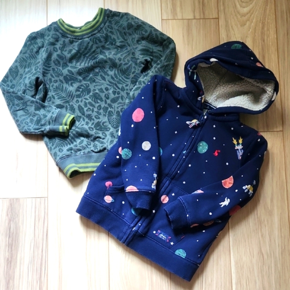 Joules Green Botanical and Navy Space Kids' Sweatshirts
